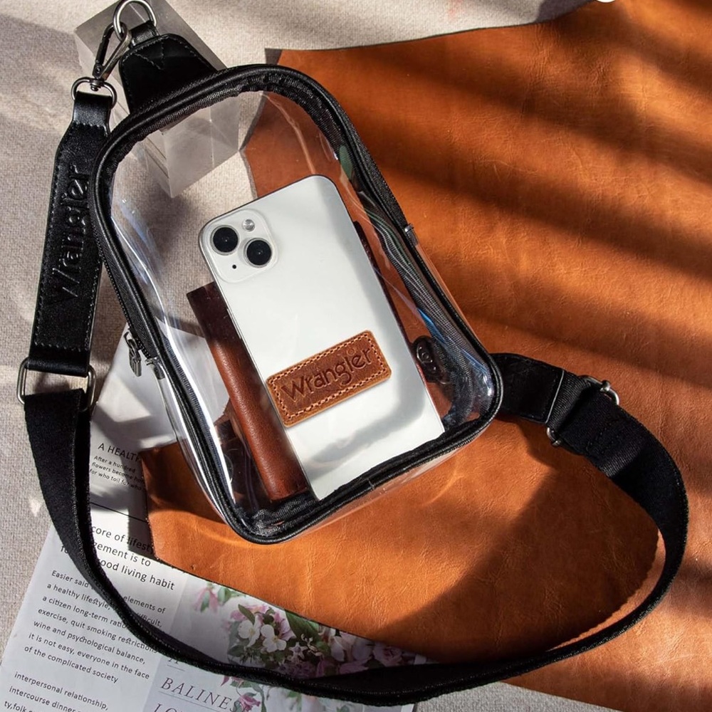 Wrangler Clear Crossbody Bag with Black Strap